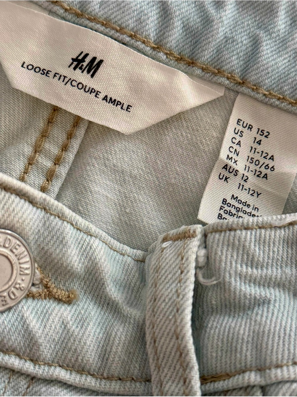 H&M Boys Light Wash Denim Jean Shorts, Size US14 (12-14Y) - Picture 2 of 9